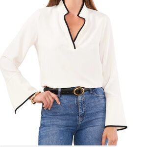 Vince Camuto Cream Top with Black Accents